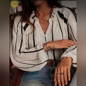 Elegant White and Black Women's Top